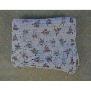 RN 131993 Ballet Bunny Rabbit Bear Dance Baby Swaddle Blanket Pink White Muslin